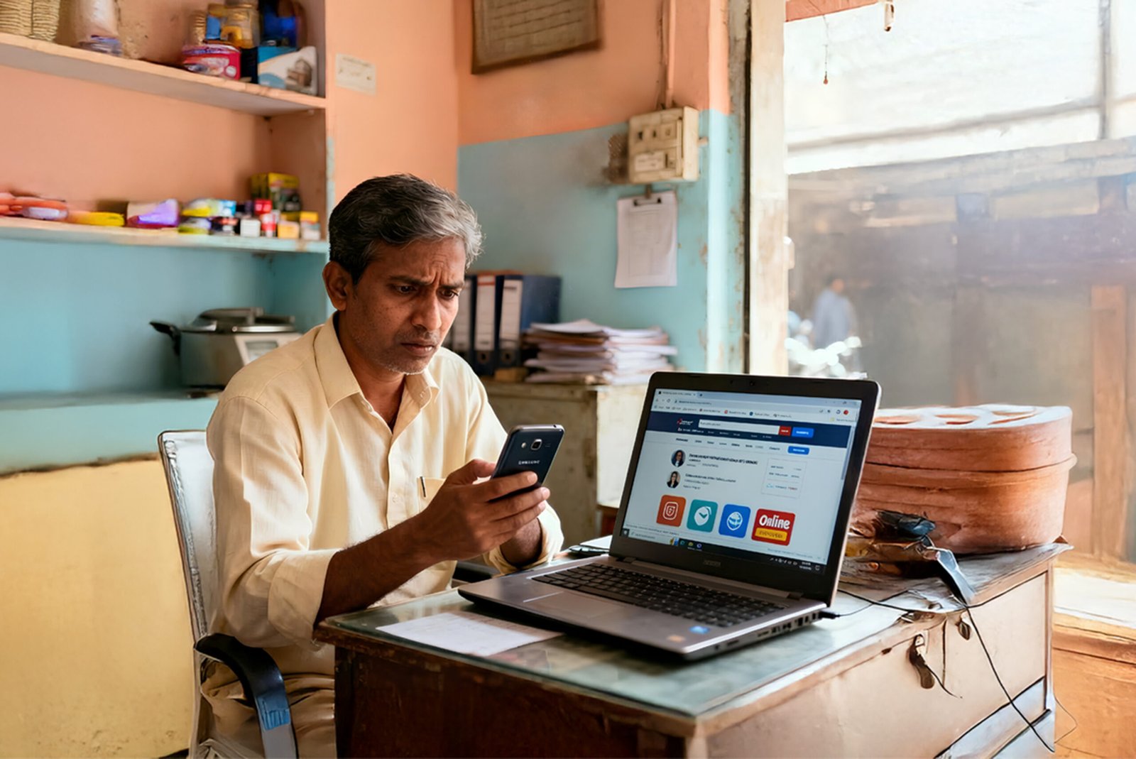 Small business owner learning online growth opportunities using digital marketing