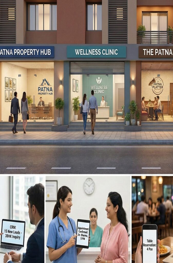 Businesses in Patna generating leads and walk-in customers through social media marketing for real estate, clinics, retail stores, and restaurants