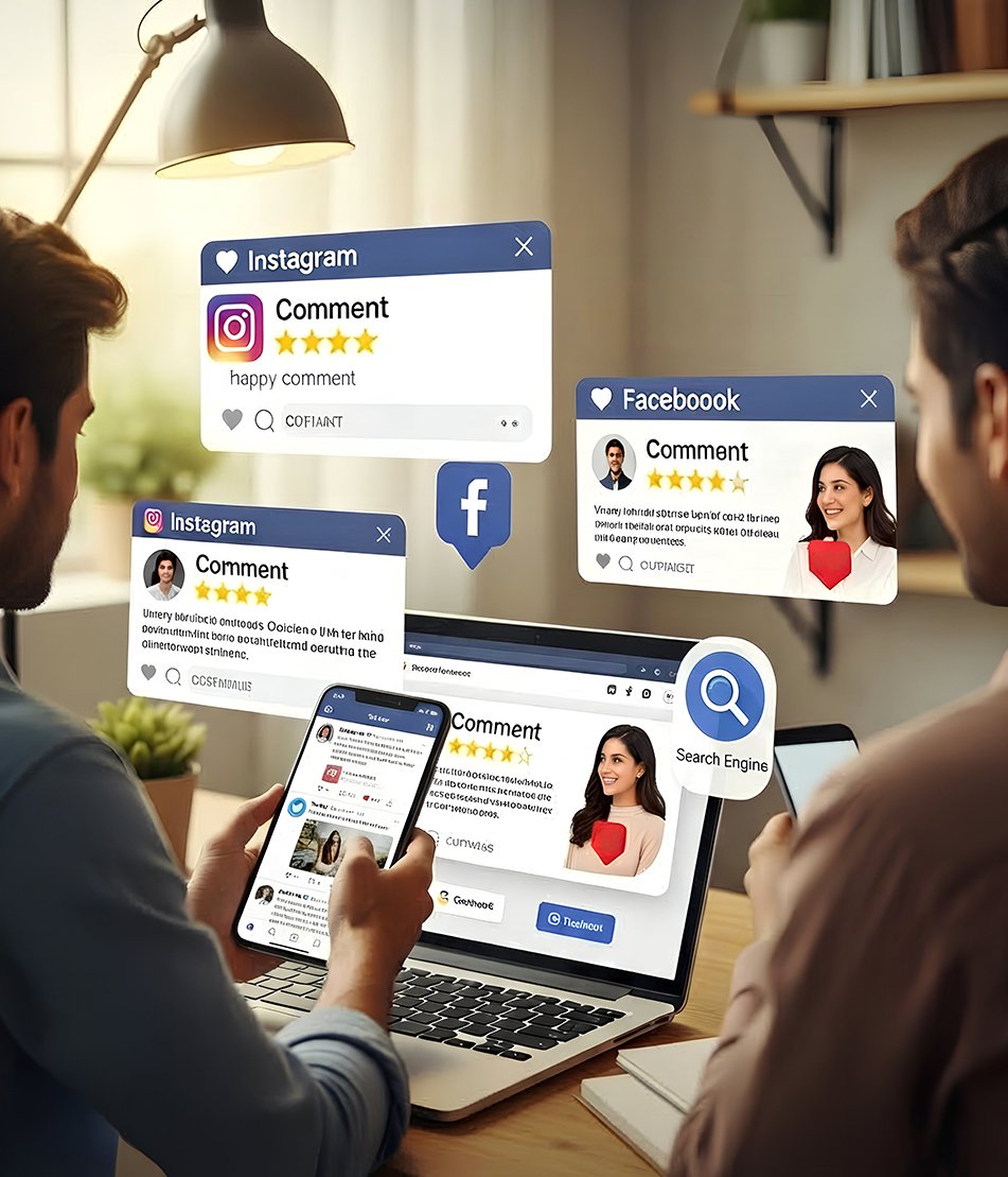 People actively engaging on social media platforms like Instagram, Facebook, and YouTube, representing high customer activity in Patna