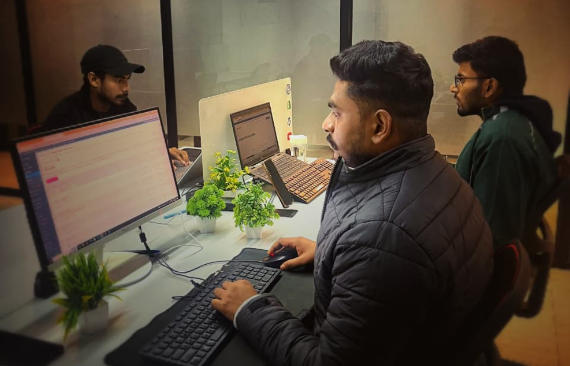 Adver Digify team working together in a modern digital marketing office in Patna