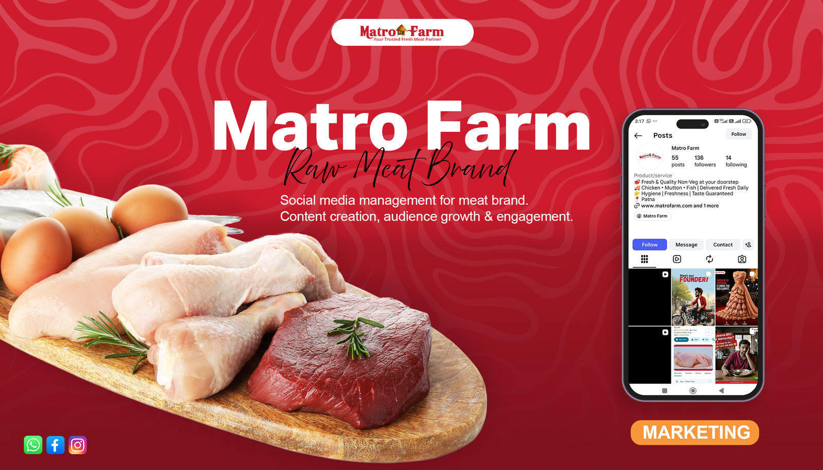 Matro Farm social media marketing project for raw meat brand by Adver Digify
