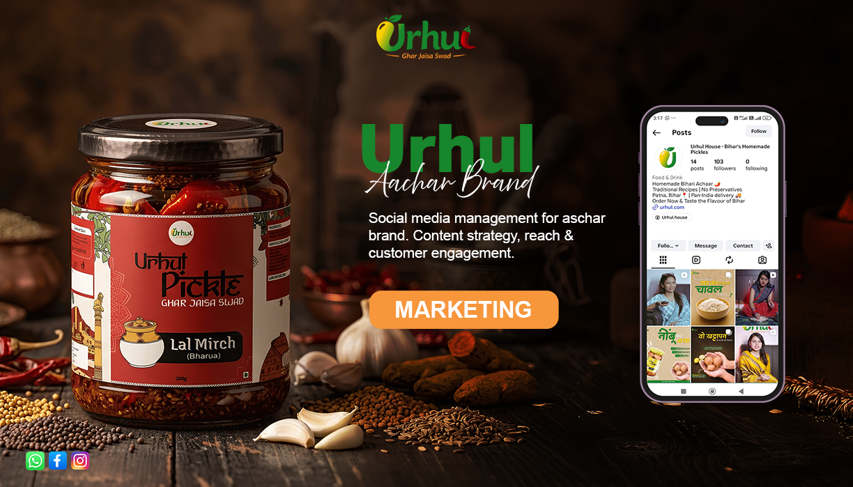 Social media marketing campaign for Urhul Pickles by Adver Digify showcasing branding and content strategy