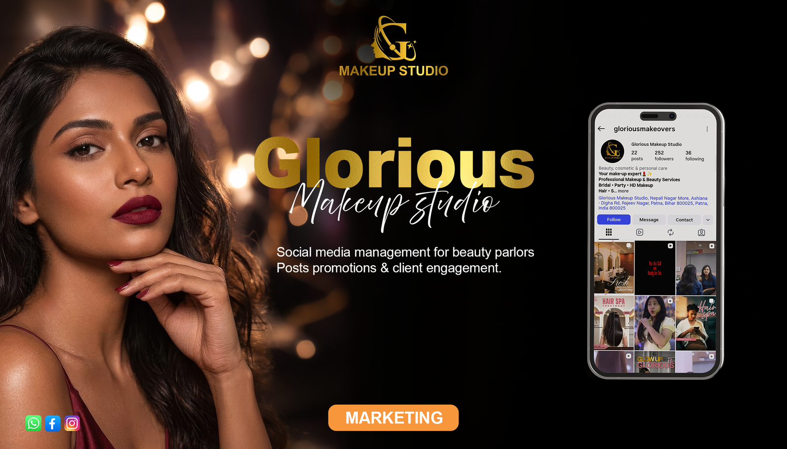 Social media marketing campaign for Glorious Makeup Studio by Adver Digify